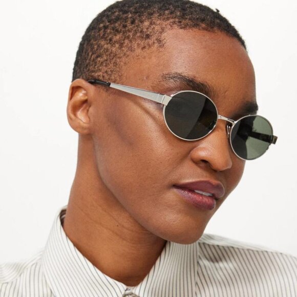 NWT SAINT LAURENT SILVER UNISEX SUNGLASSES - Picture 1 of 5
